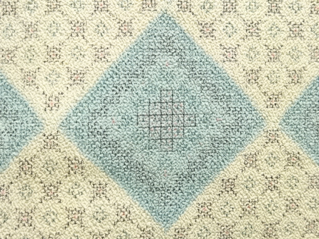 アンティーク 菱模様織出し本塩沢着物